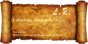 Lehotay Radomér névjegykártya
